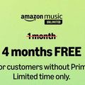 4 ay boyunca bedava Amazon Music Unlimited