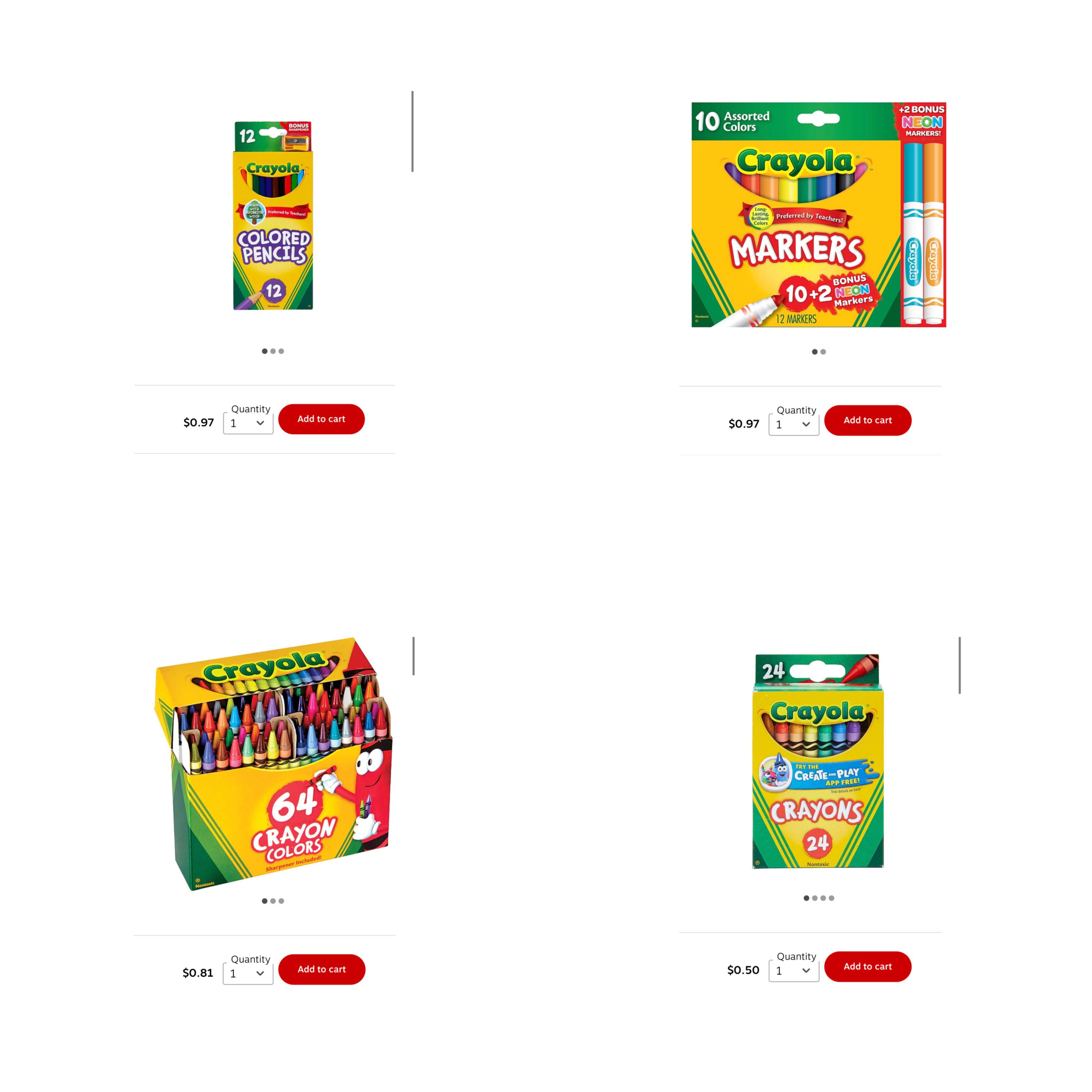 





                                                     Crayola indirimi- $0.50’dan başlayan fiyatlar