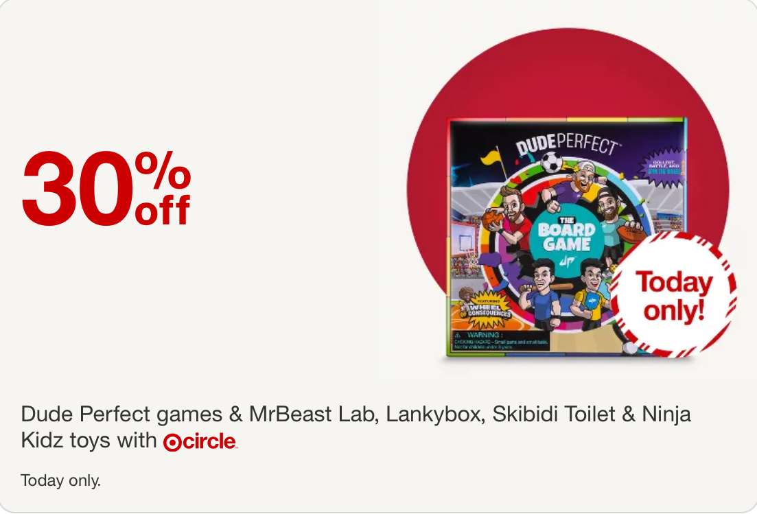 





                                                     Target Dude Perfect ve seçili çocuk oyuncaklarında %30 indirim 