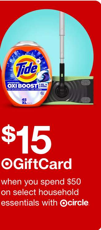 Target temizlik ürünlerinde $50 harcamaya $15 Gift Card