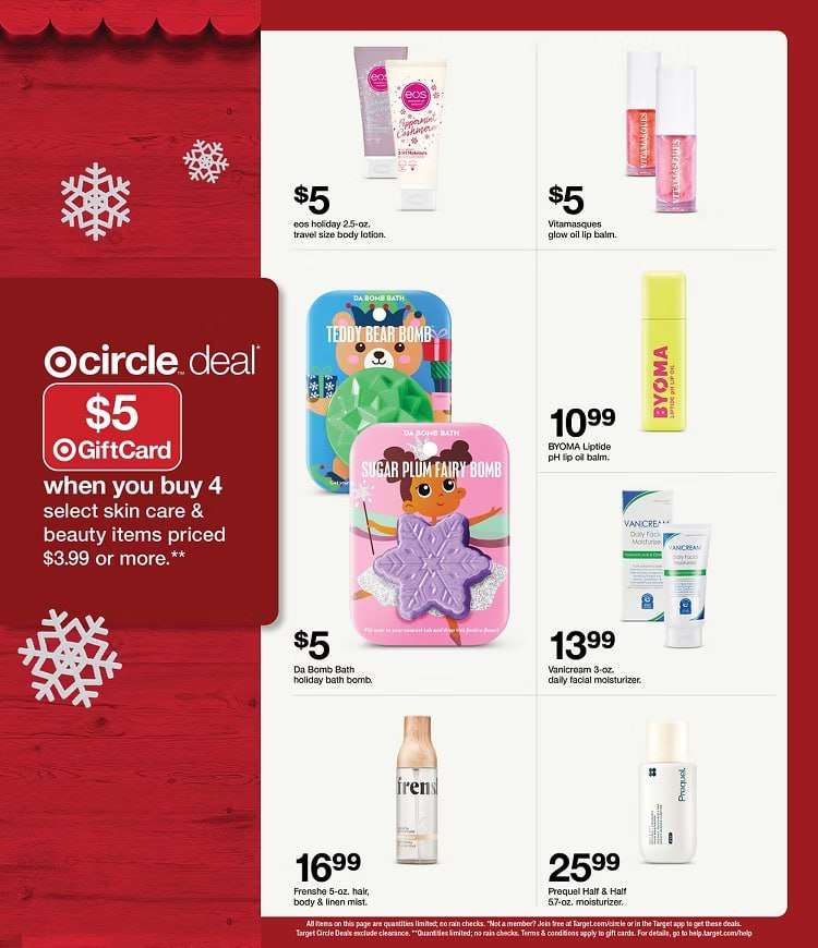 Target’da $5 değerinde hediye kartı aldığınızda 4 adet seçili makyaj & cilt bakımı ürünü $3.99 ve üstü