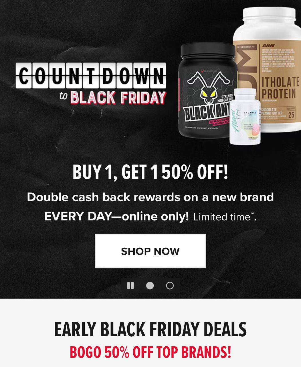 Gnc Black Friday indirimi 1 alana 2. ürün %50 indirimli